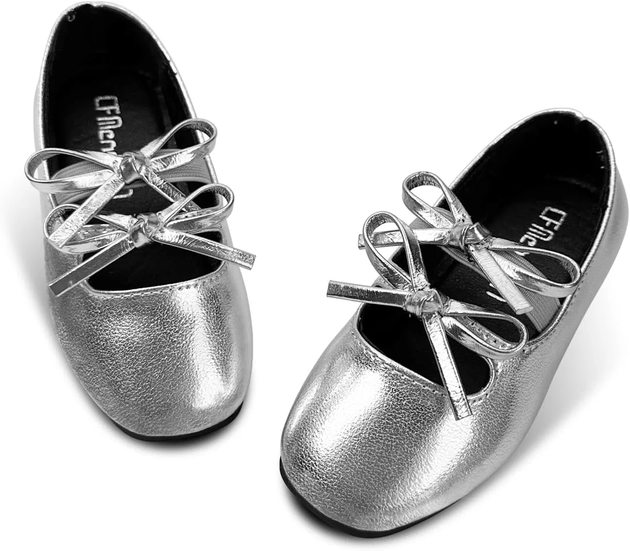 Детские туфли Мэри Джейн для девочек с бантом и цветком Uineky, Silver