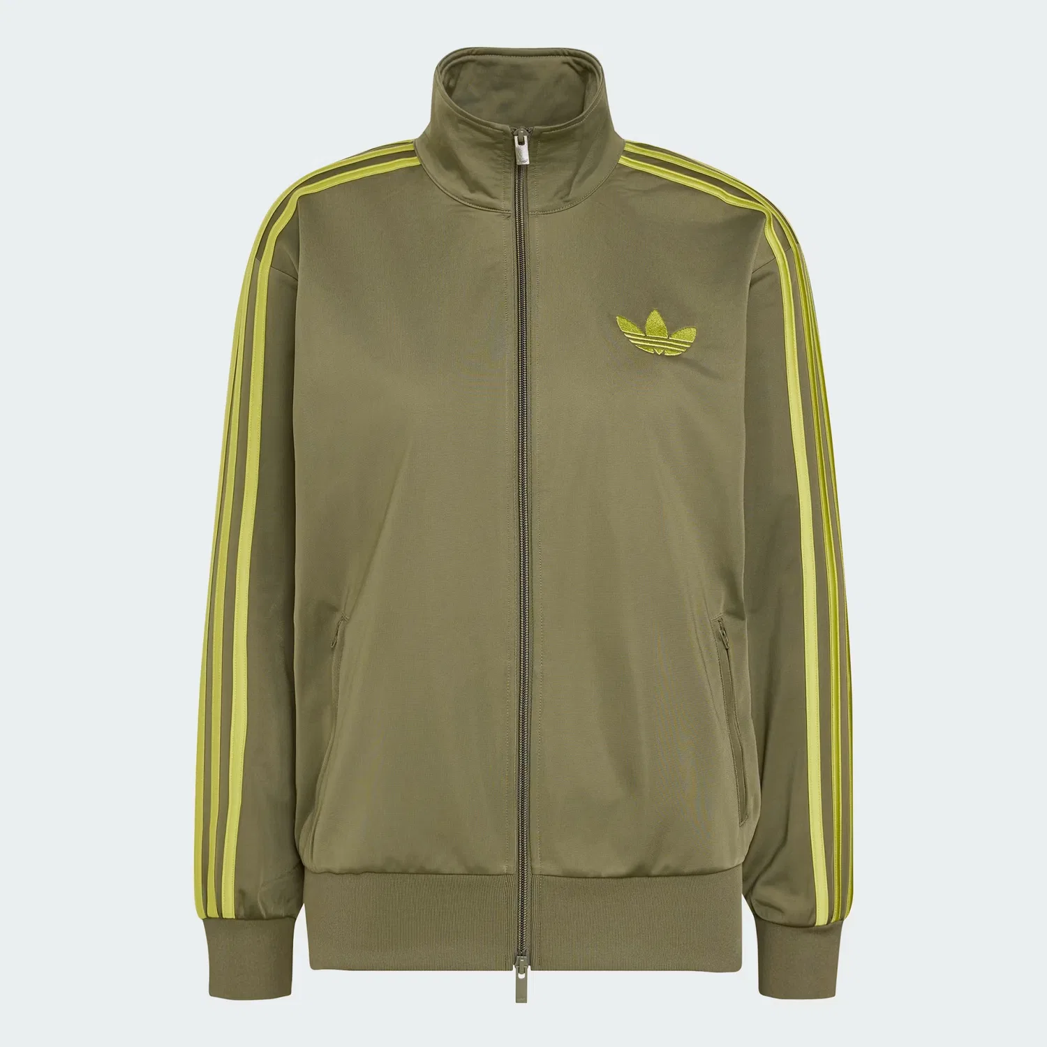 Женская олимпийка свободного кроя Firebird Track Top Loose Adidas Originals, Olive Strata/Preloved Lime — фото 4