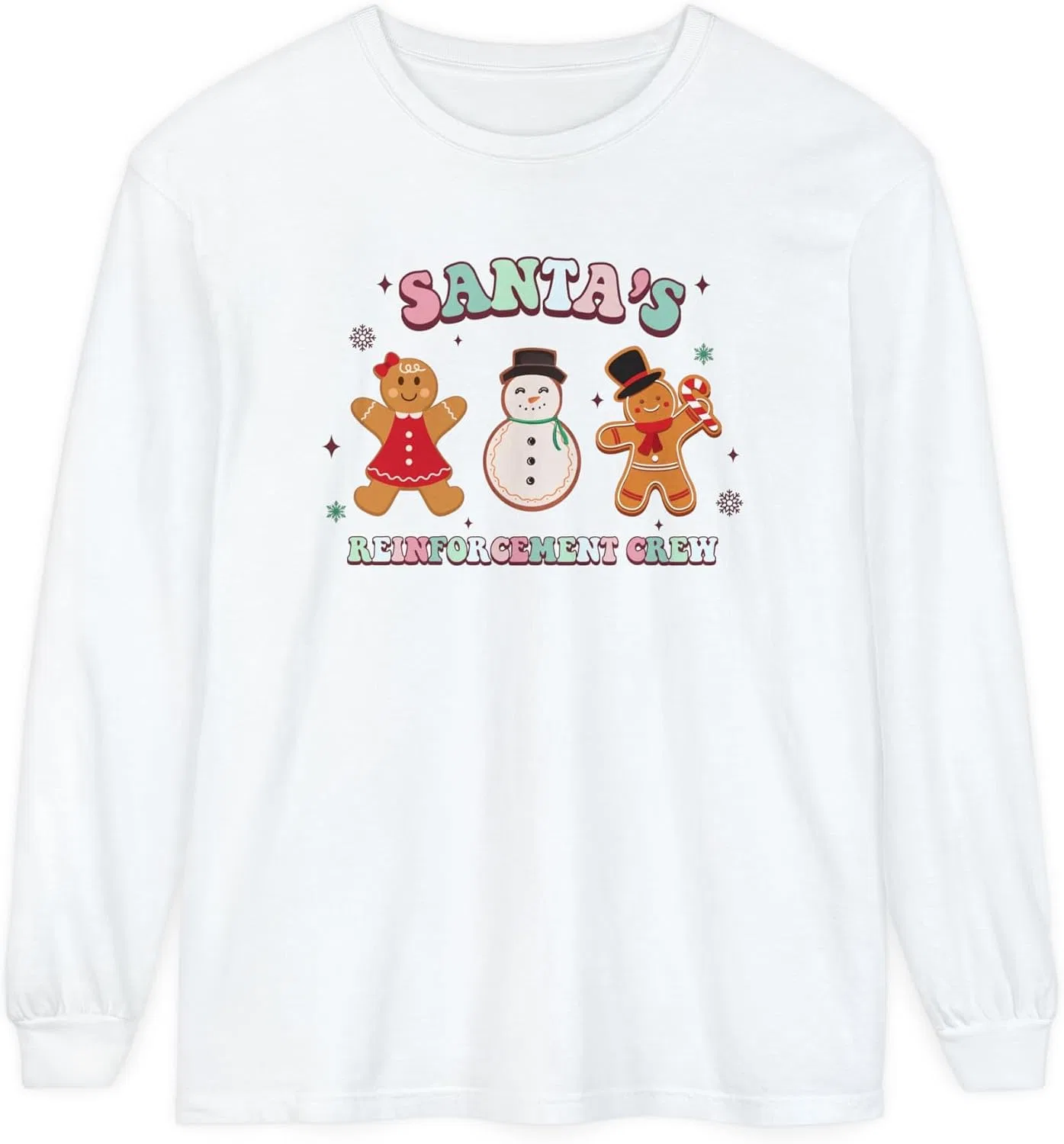 Футболка с длинным рукавом с рождественскими печеньями Comfort Colors, White