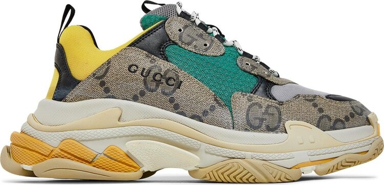 Кроссовки Gucci x Balenciaga Triple S The Hacker Project - Beige Yellow, коричневый — фото 2
