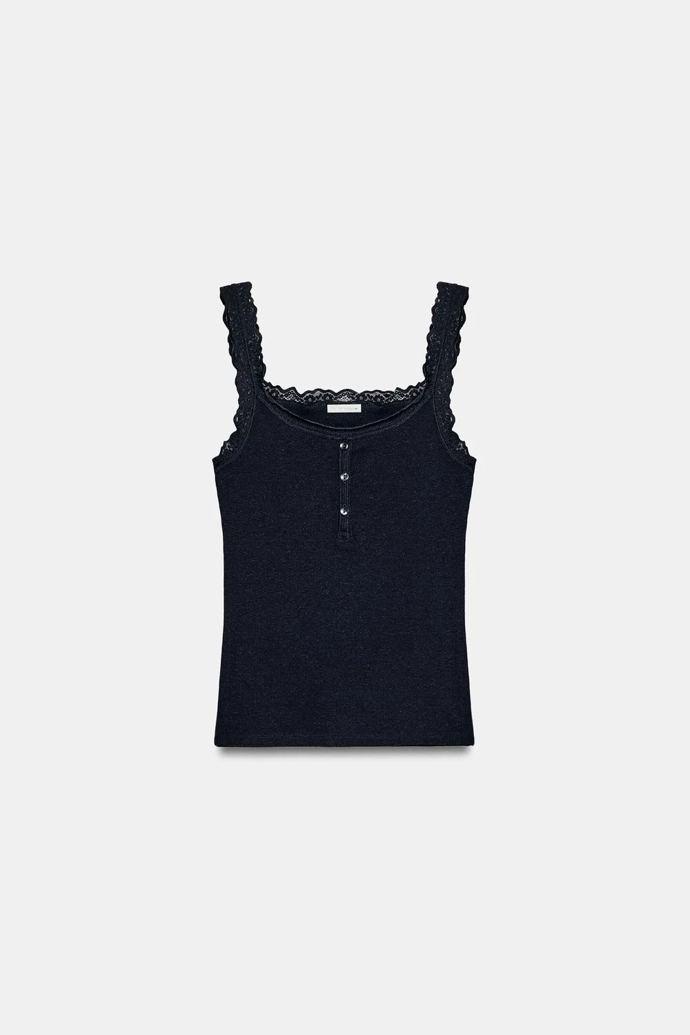 Кружевной топ Хенли ZARA, Navy blue — фото 4