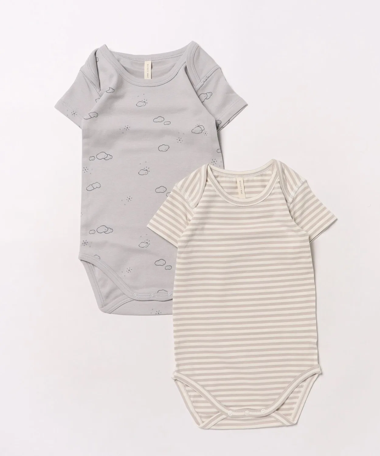 Детский боди-комбинезон с коротким рукавом, комплект из 2 штук Quincy Mae, Ash Stripe/Sunny Days