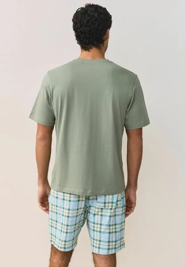 Пижамный комплект из хлопка Regular fit check short sleeve set 2 pack, Next, Green, Pink, зеленый/розовый