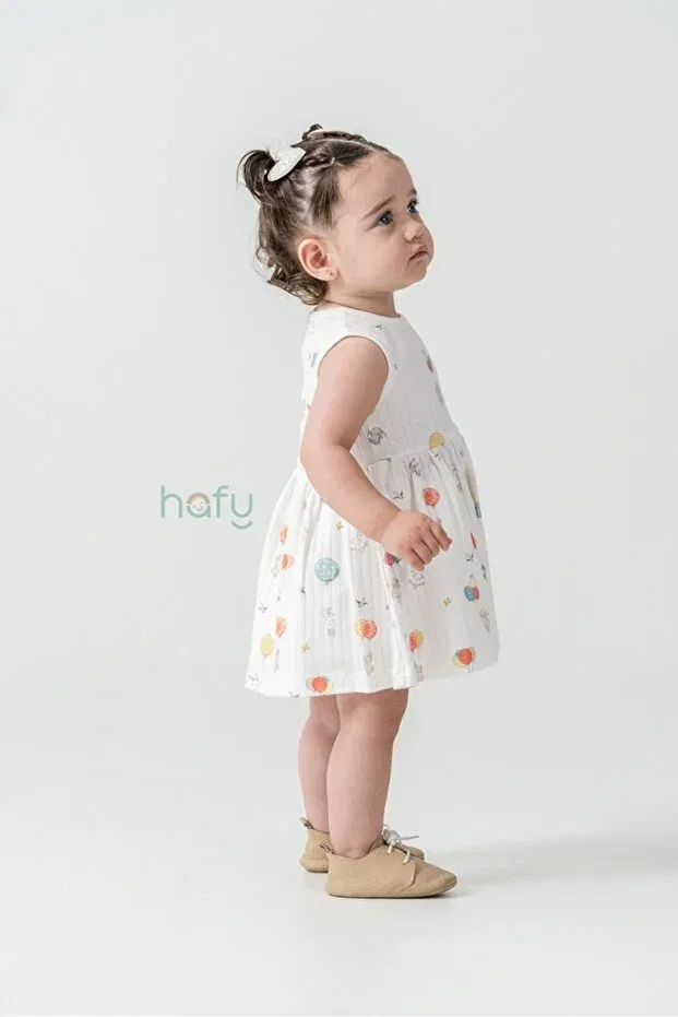 Детское платье для девочек с принтом Hafy Baby, White-Cream — фото 3