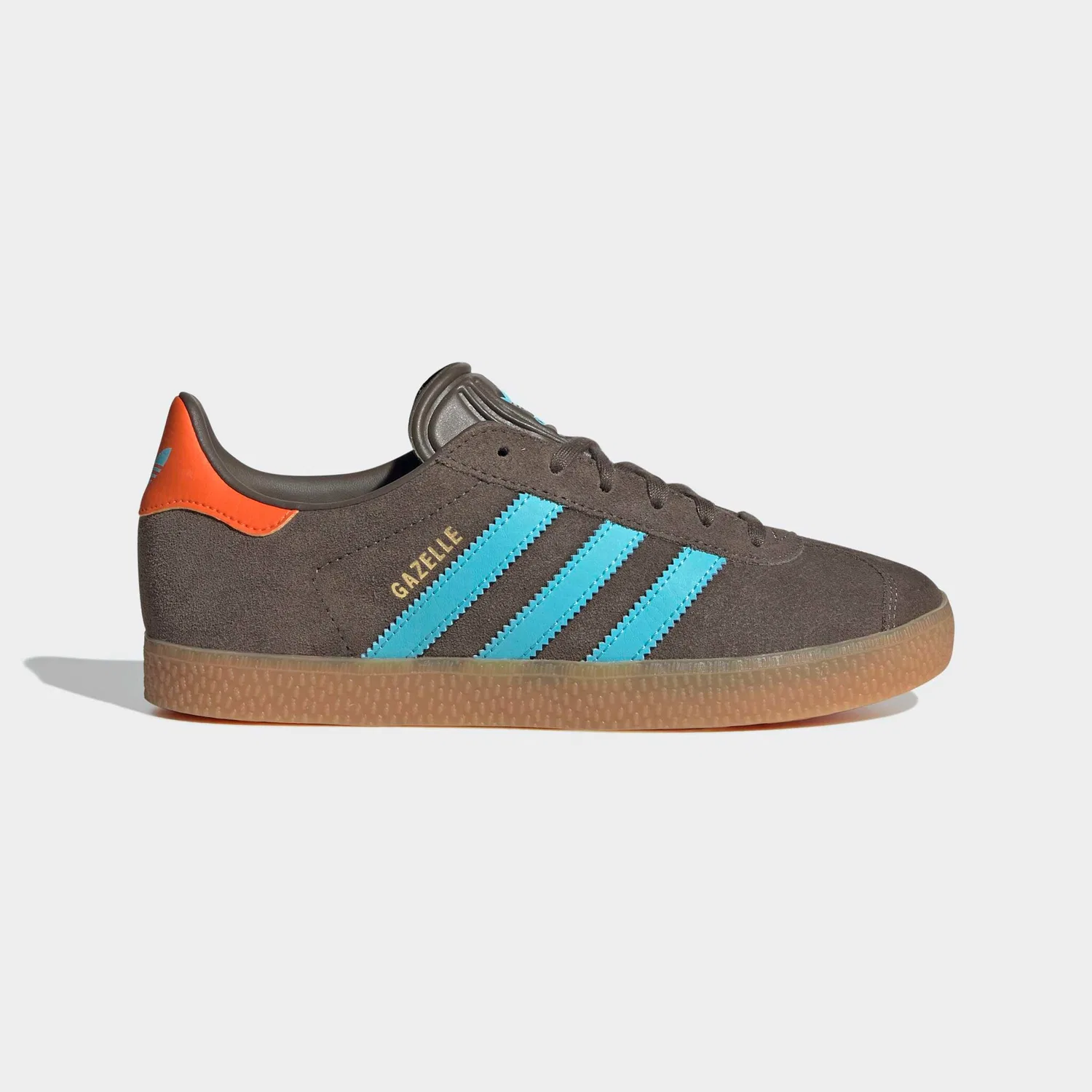 Детские кроссовки с замшевым верхом Gazelle Adidas Originals, Cargo Brown/Blue Glow/Impact Orange — фото 2