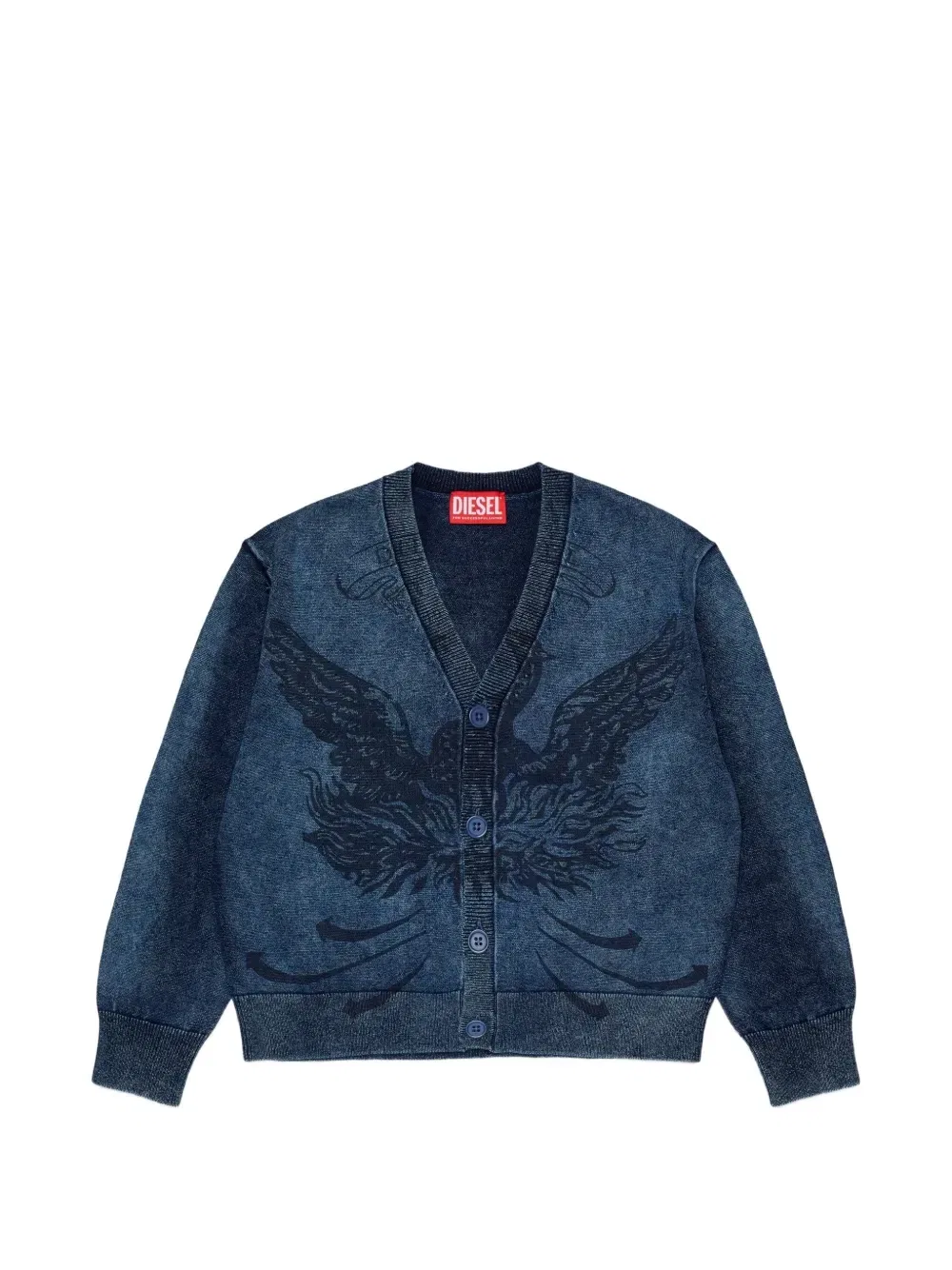 Кардиган с графичным узором Diesel Kids, синий