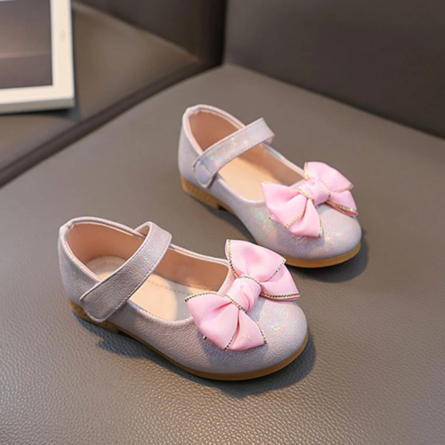 Детские туфли для девочек с бантом Princess Mary Jane, Pink — фото 4