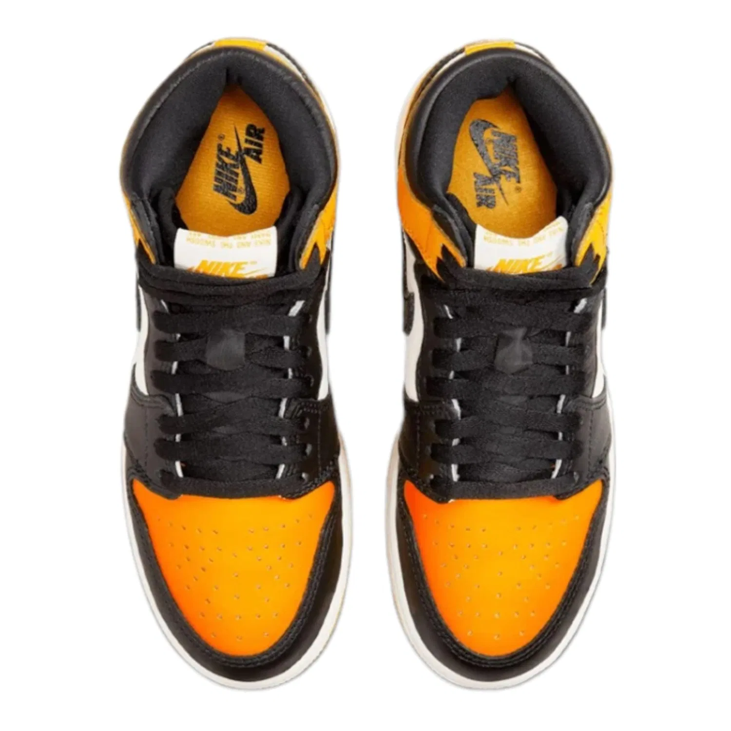 Детские кроссовки для мальчиков Air Jordan 1 Retro HI OG Junior Jordan, Taxi Black Sail — фото 4