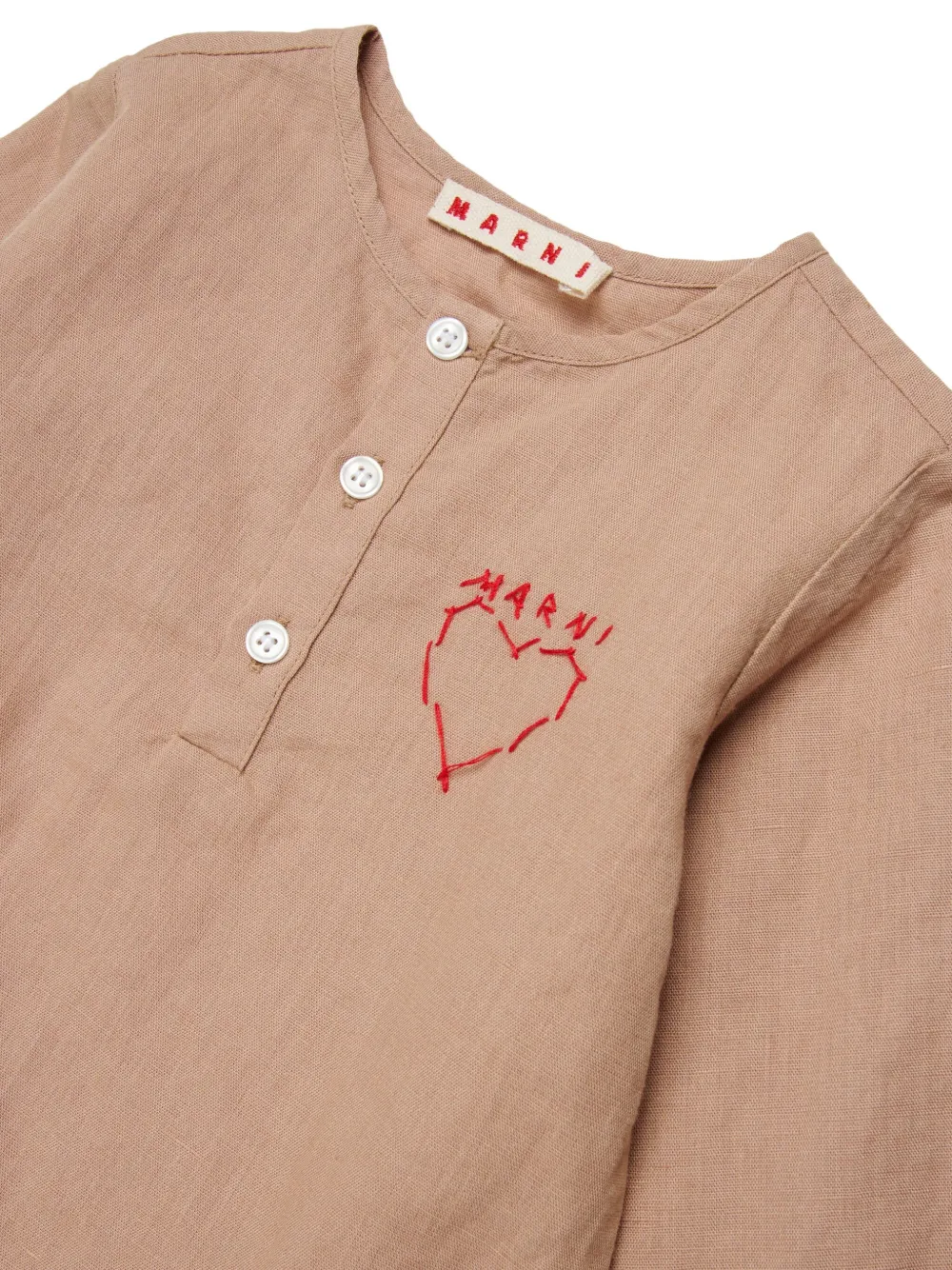 Рубашка с вышивкой Marni Kids, бежевый — фото 3