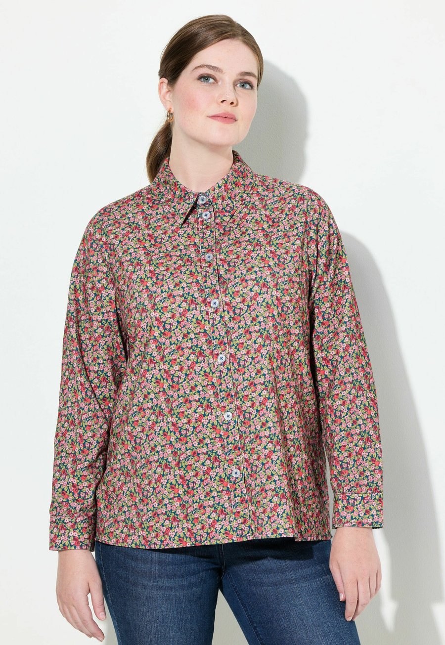

Блуза Ulla Popken FLORAL LONG SLEEVE, Wine Red/Bordeaux