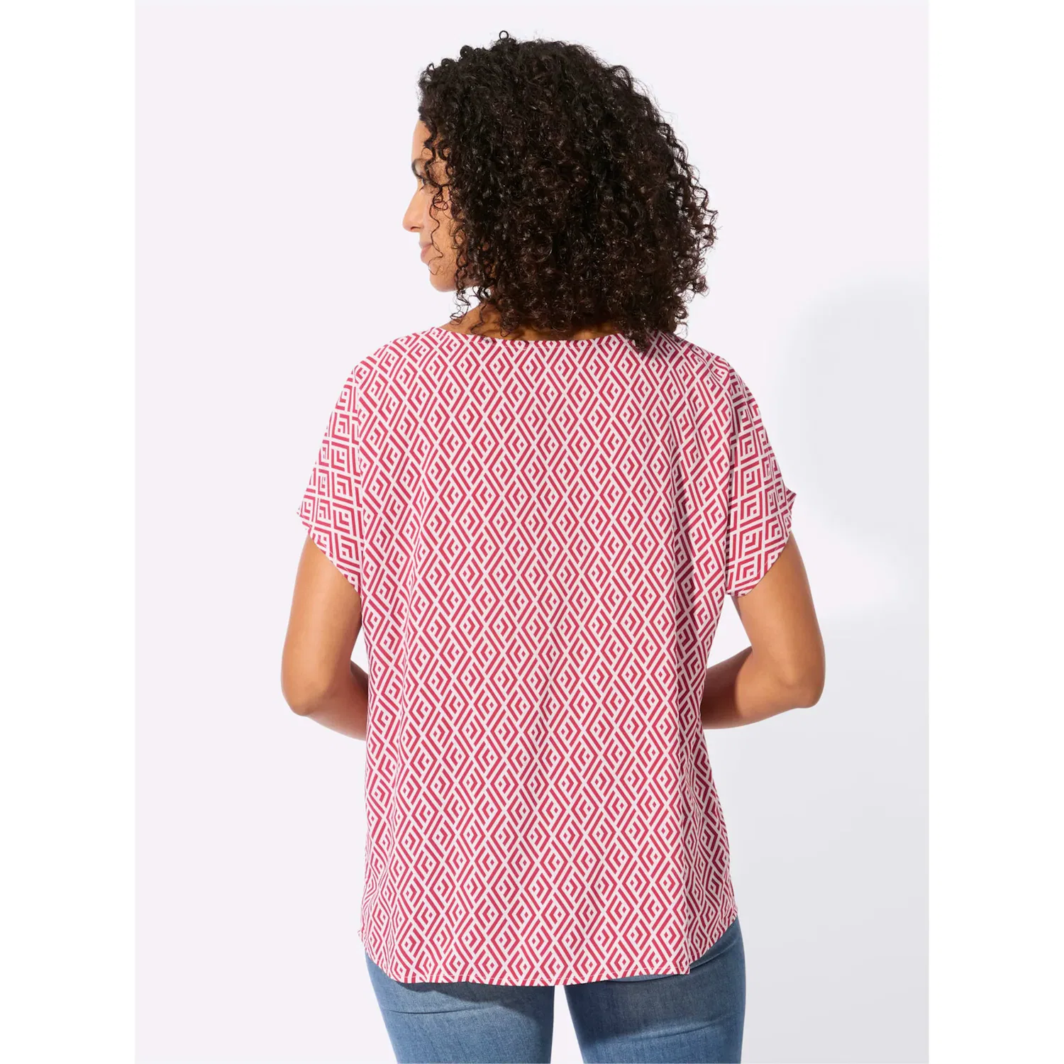 Блуза с принтом Casual Looks, Ecru-Red-Printed — фото 3