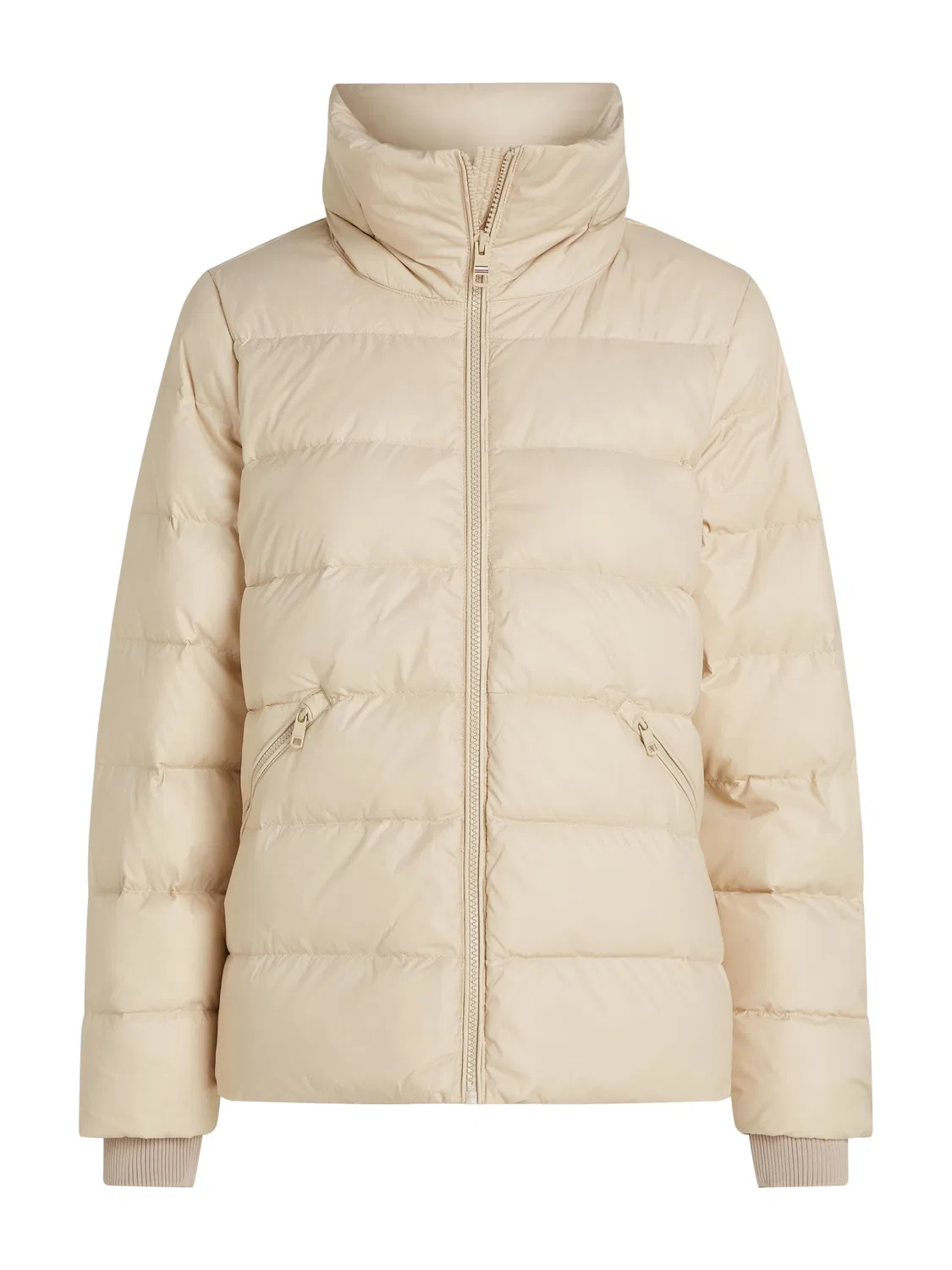 Женская куртка с воротником-стойкой Tommy Hilfiger Donna Piumino Down Funnel Jacket Corto, Beige (Classic Beige)