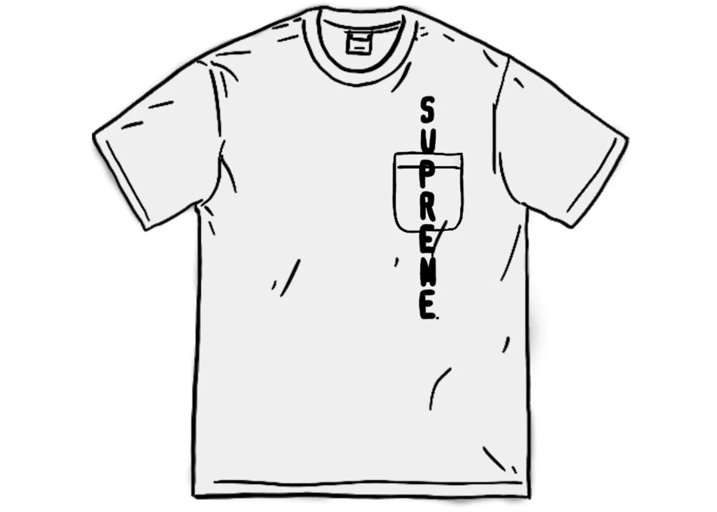 Мужская футболка с контрастной строчкой Supreme Pocket Tee, White