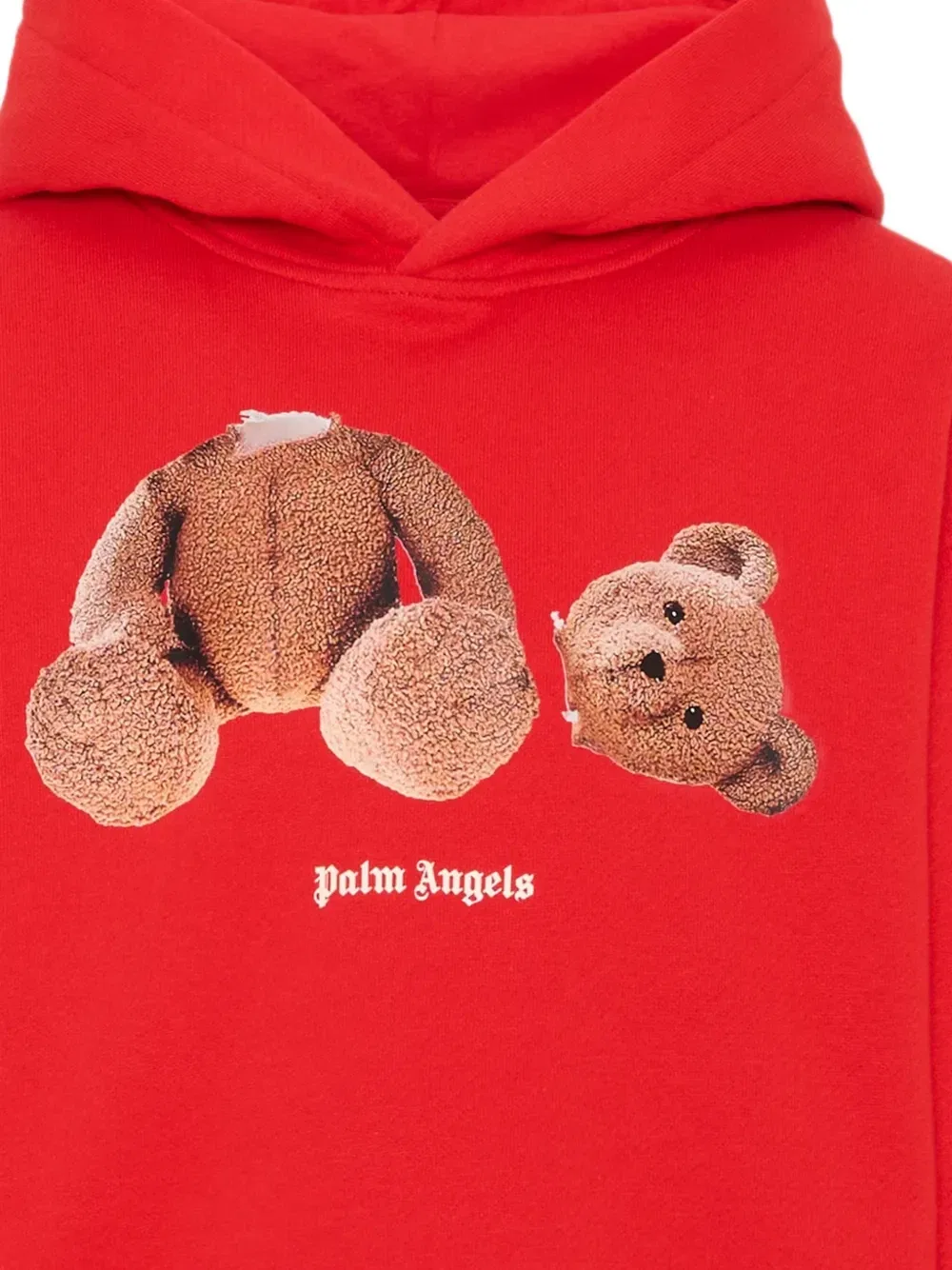 Худи с принтом медведя Palm Angels Kids, красный — фото 3