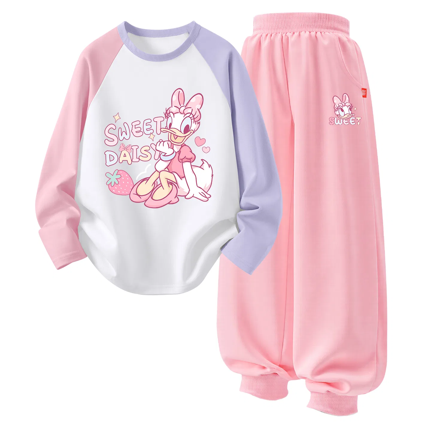 Детский спортивный комплект с принтом Disney, Di Soft Cute Duck, Di Soft Cute Duck Pink Purple+Di Soft Cute Duck K Pink