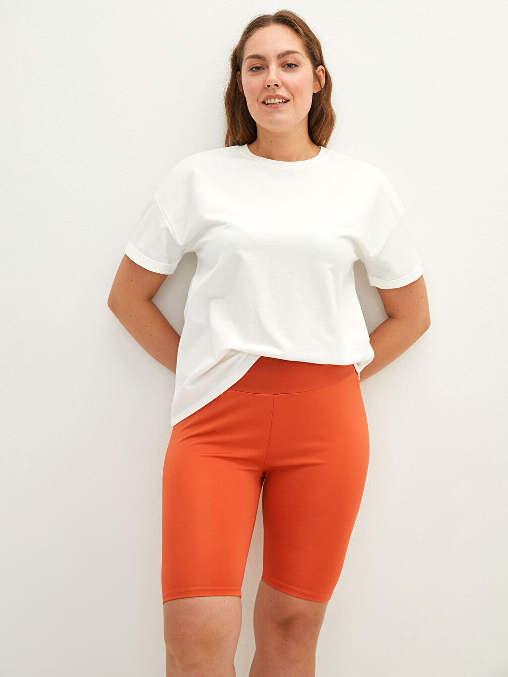 

Прямые женские байкерские леггинсы большого размера с эластичной резинкой на талии LC WaikikiI