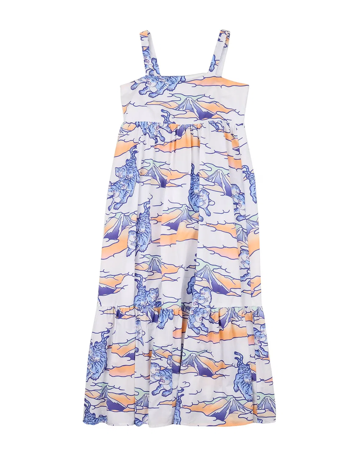 Детское платье для девочек с квадратным вырезом Kenzo Kids, белый