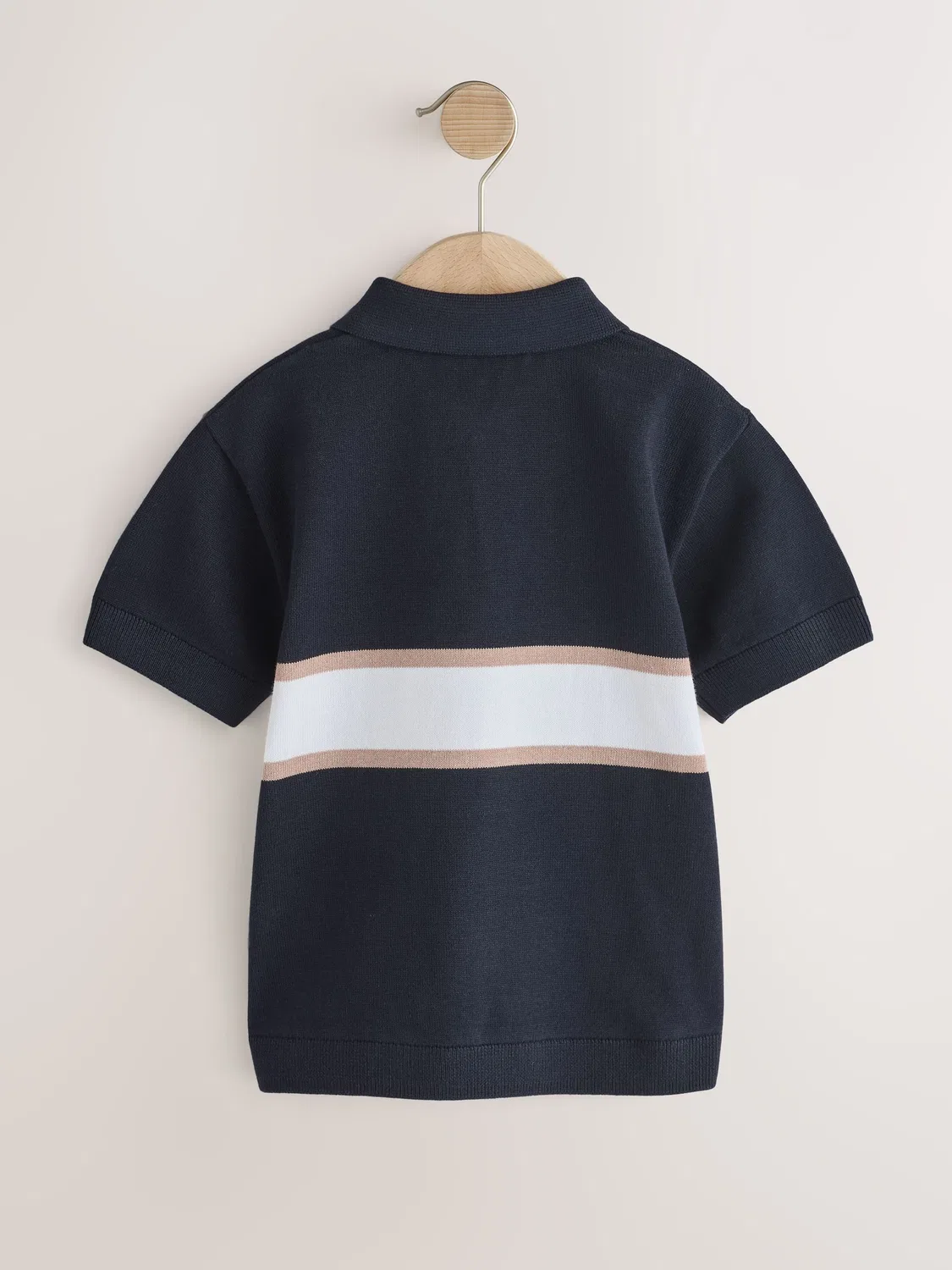 Поло с зип-застежкой, цветочный блок, 3-16 лет Next, Navy Blue Colour Block — фото 2