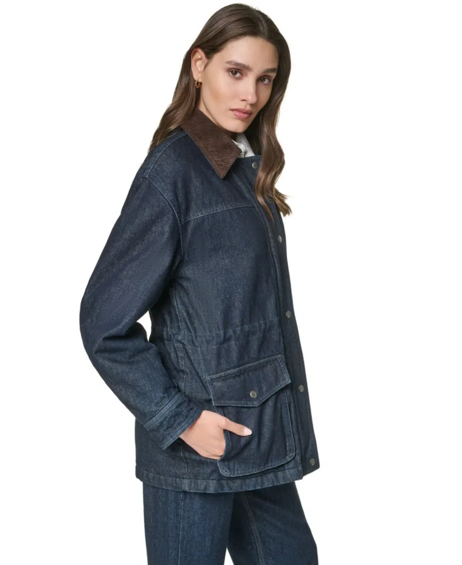 Джинсовая куртка-анорак с воротником из вельвета Levi's, Dark Rinse Wash — фото 4