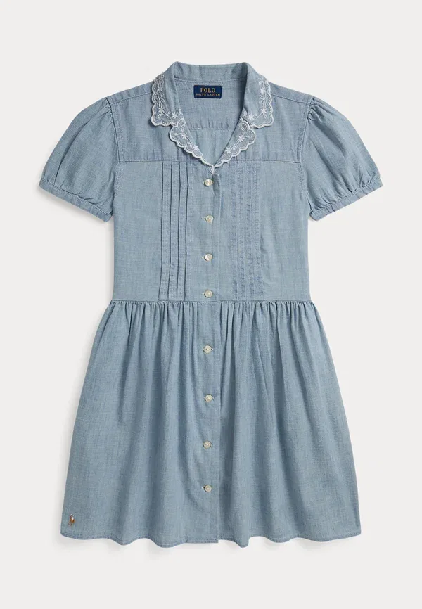 Платье-рубашка хлопковое Indigo cotton chambray shirtdress Polo Ralph Lauren, New Medium Wash