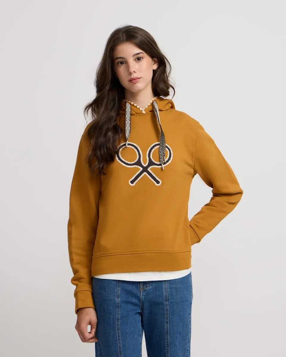 

Женская толстовка с ракеткой, стежки, верблюжий цвет Silbon