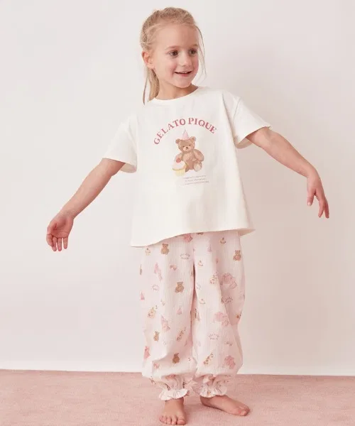 Детская футболка с принтом для девочек, модель Pajama Party Flare, gelato pique, Off White — фото 2