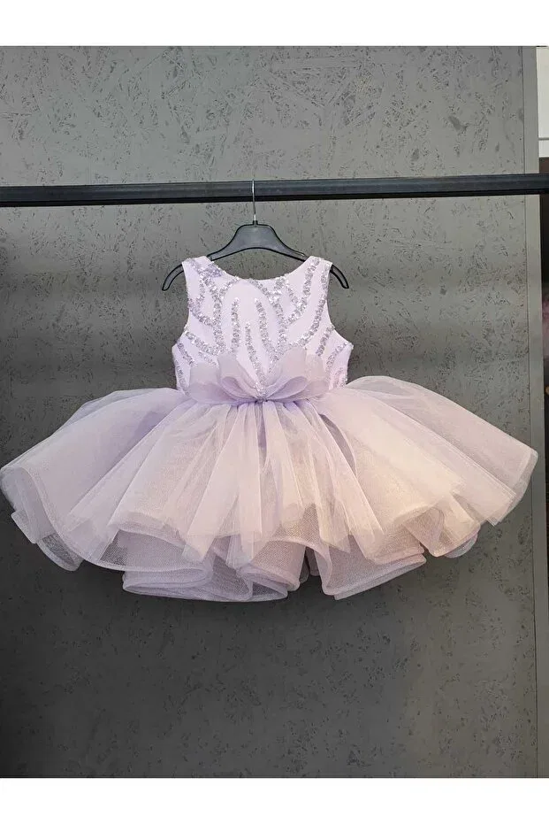 Детское платье для девочек без рукавов Lila beaded grenish dress Scstil, Lila — фото 3