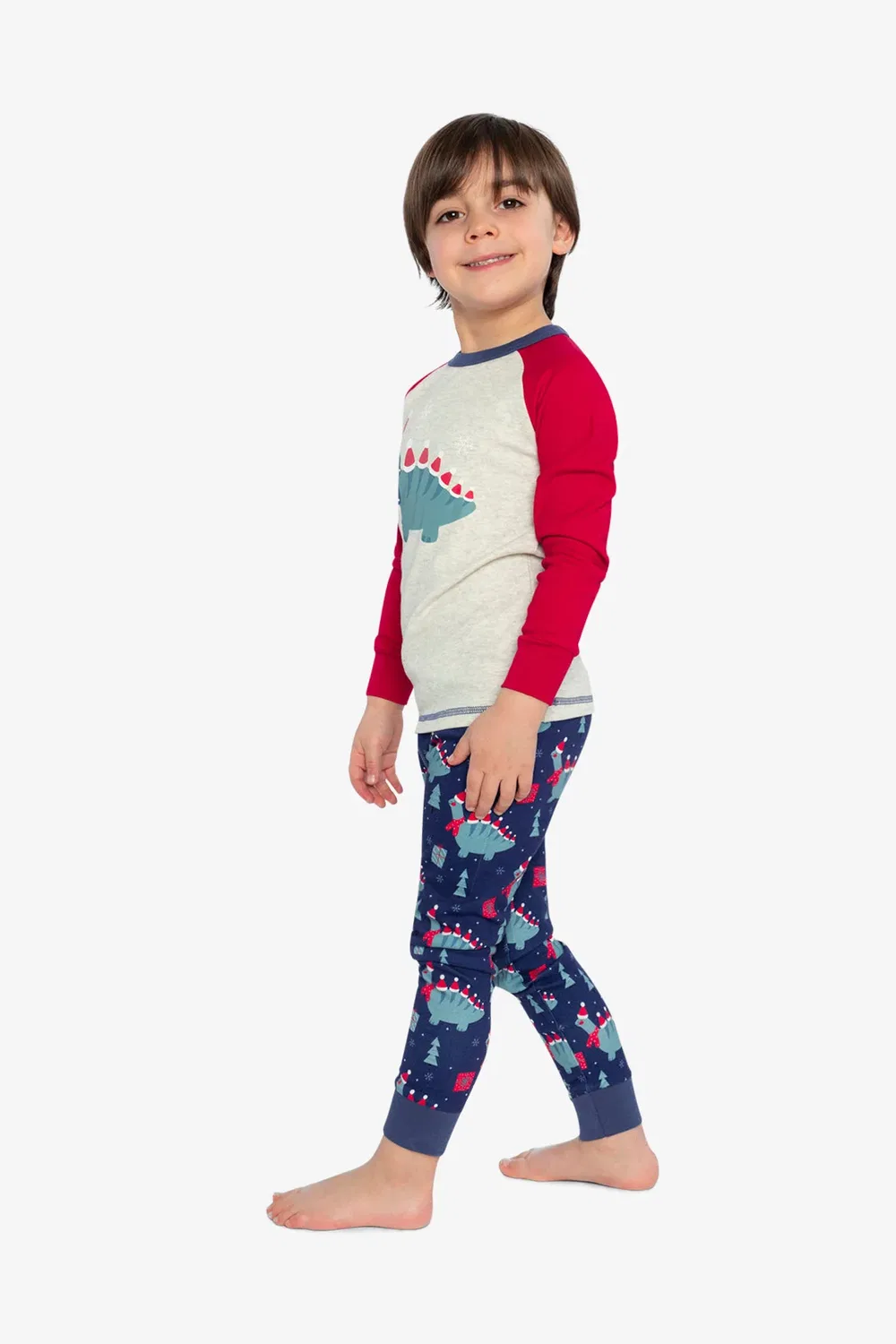 Детский комплект пижамы из органического хлопка с длинным рукавом Blue Dinosaur Print Deux par Deux, Blue Dinosaur Print — фото 3