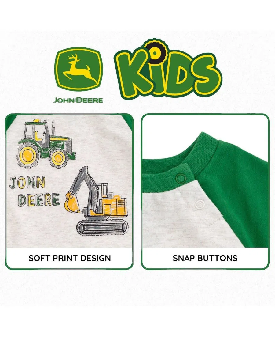 Комплект из футболки и шорт John Deere, Oatmeal Heather Green — фото 3