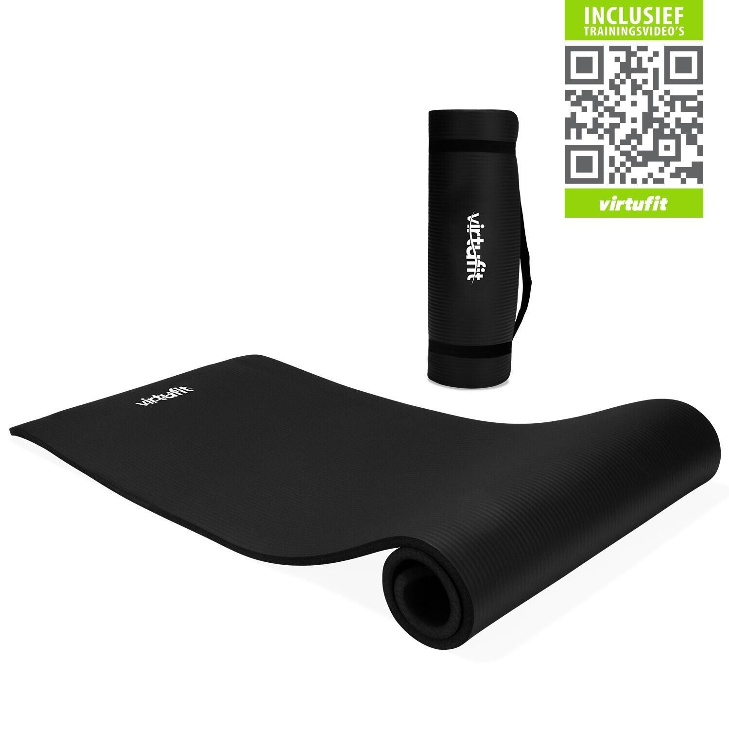 

Коврик для фитнеса из ПВХ - коврик для йоги с ремнем для переноски - 180 x 60 x 1,5 см VIRTUFIT, черный