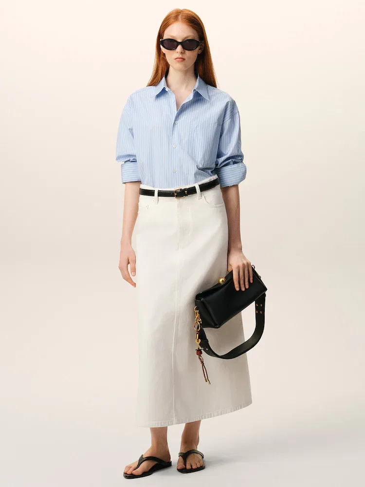 Юбка длинная хлопковая Long Skirt AMI PARIS, White