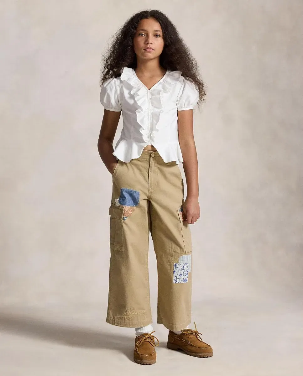 Детские брюки-карго для девочек с принтом Patchwork Polo Ralph Lauren, Beige