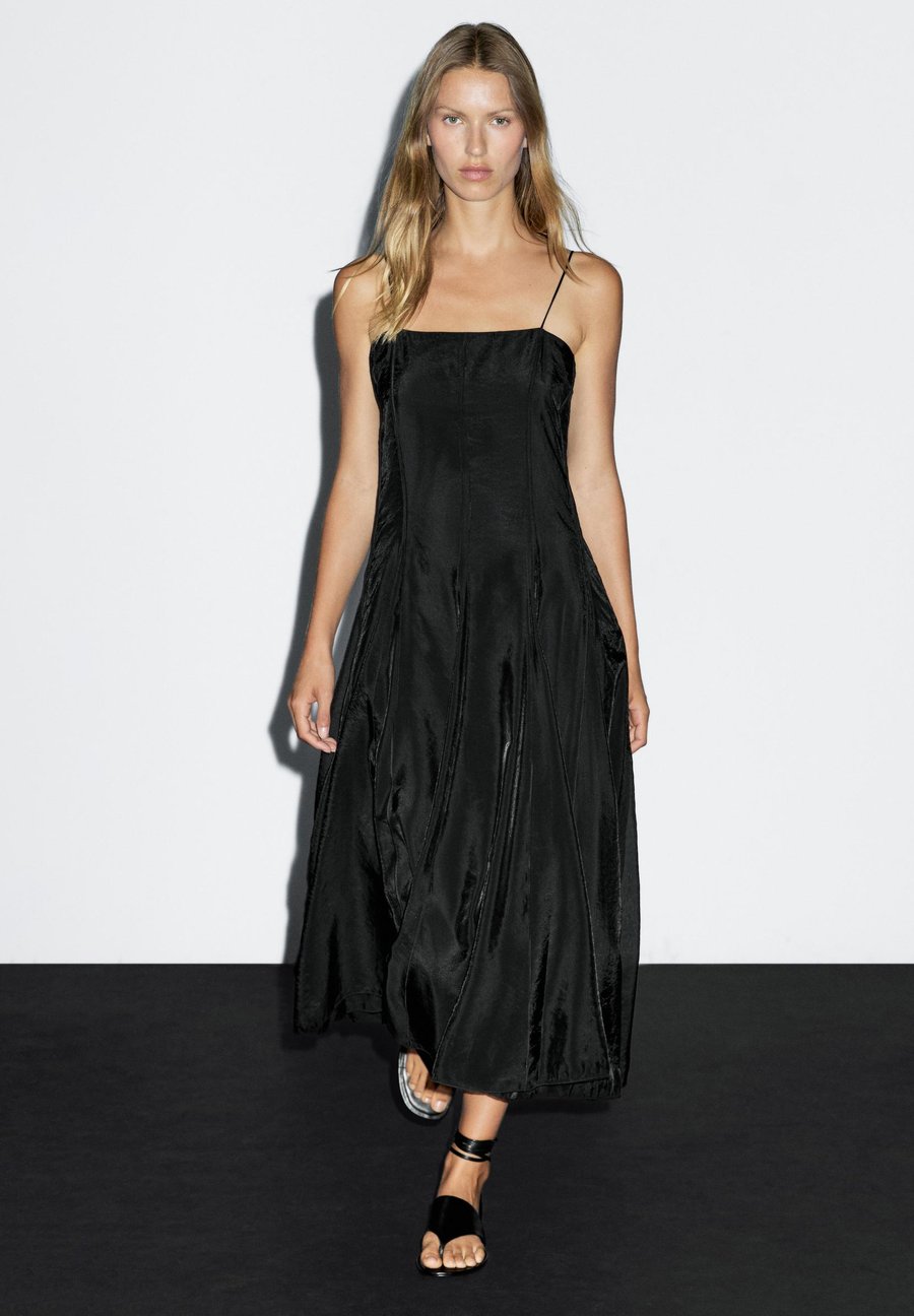 

Платье Massimo Dutti FLOWING MIDI WITH GODET DETAIL, Black