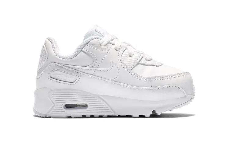 Детские кроссовки для малышей с кожаным верхом Air Max 90 Leather Triple White Nike, White — фото 3