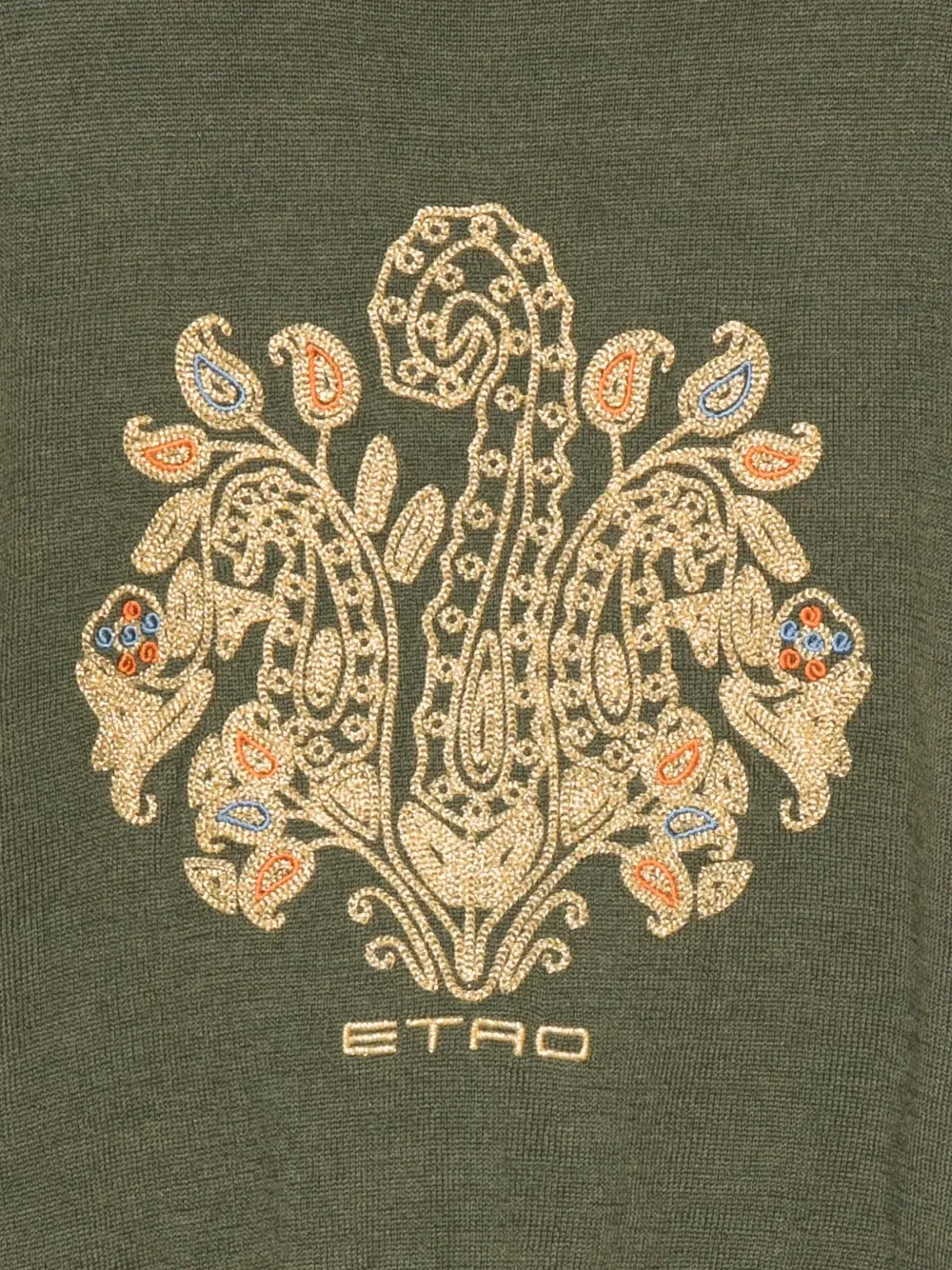 Свитшот с логотипом вышитым в стиле пейсли Etro Kids, зеленый — фото 3