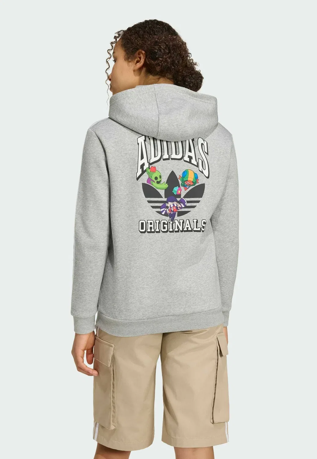 Толстовка с графическим принтом, свободного кроя, унисекс - худи Adidas Originals, Medium Grey Heather White
