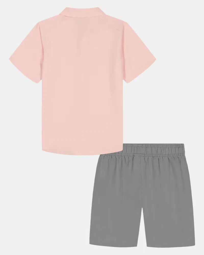 Комплект для мальчика быстросохнущий из рубашки и шорт Drift Tide Fish UnderArmour, Prime Pink/White — фото 3