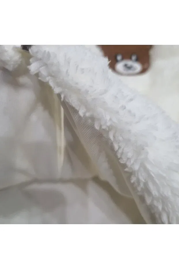 Детский кардиган из плюша на молнии с капюшоном Uğur Bebe, Nude Color — фото 3