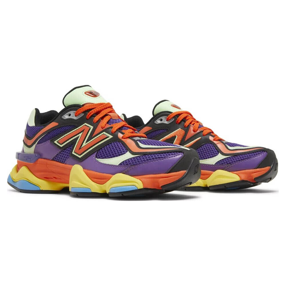 Кроссовки New Balance 9060 Prism Purple Vibrant Spring, фиолетовый/оранжевый/зеленый — фото 3