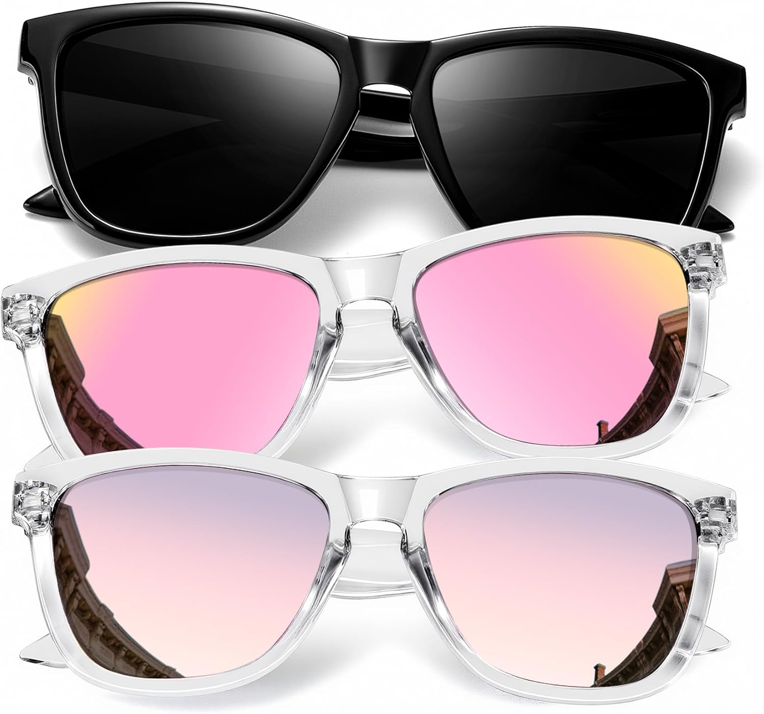 

Солнцезащитные очки KALIYADI для женщин, поляризованные, модные: ретро-солнцезащитные очки с защитой от УФ-излучения для путешествий и вождения, A08-black/Pink/Dark Pink