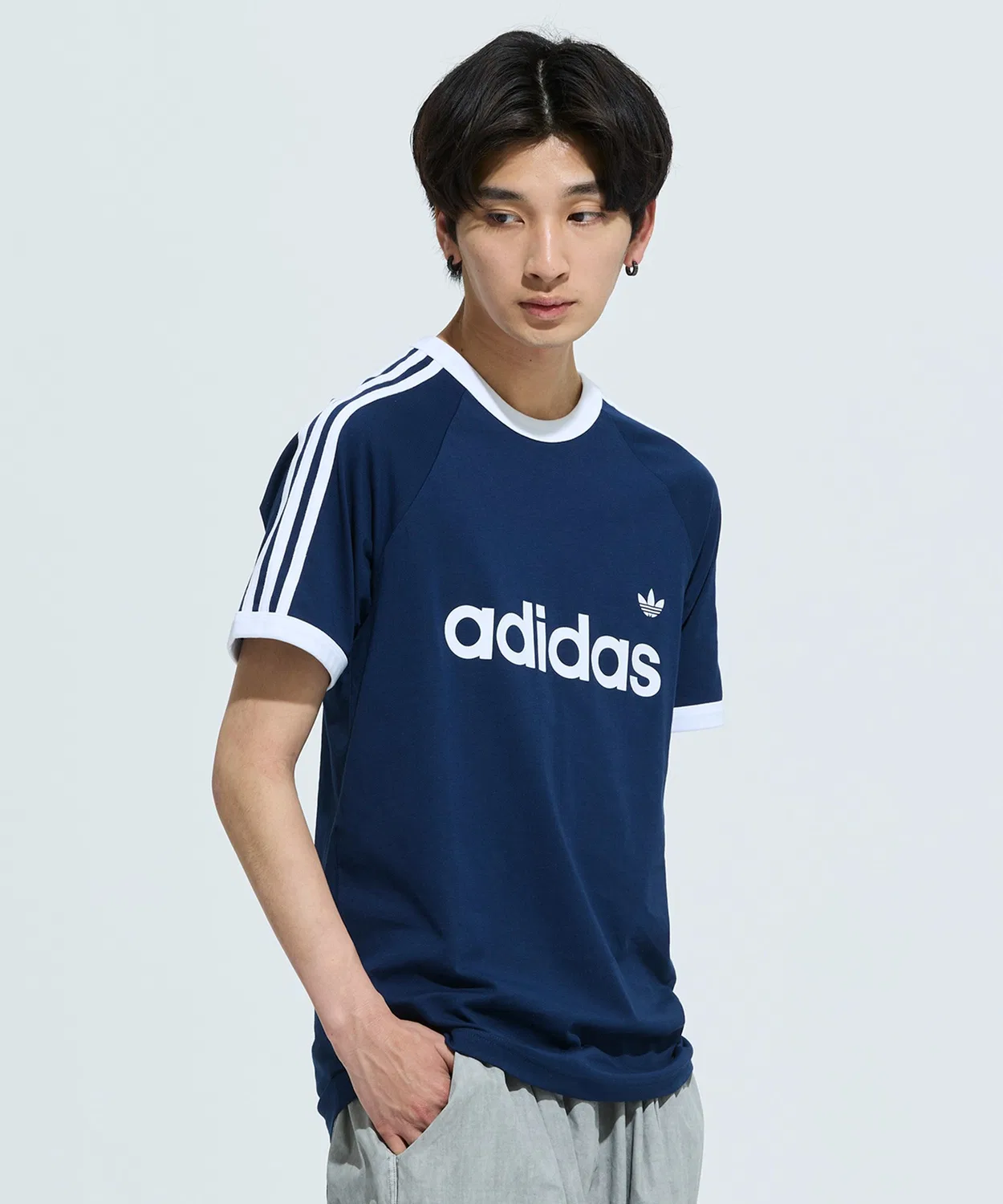 Мужская футболка с длинным рукавомThree Stripes Slim Ringer Adidas, Blue