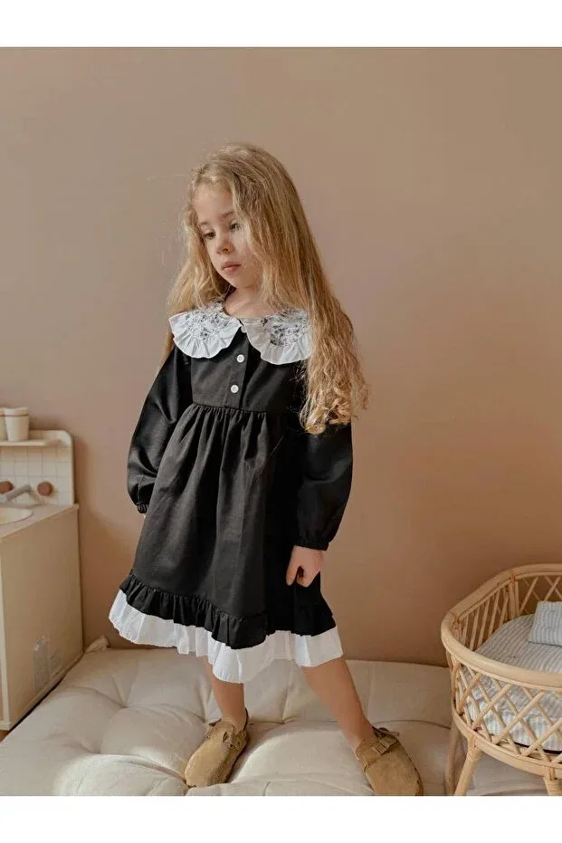 Детское платье для девочек с длинным рукавом Arbi Kids, Black