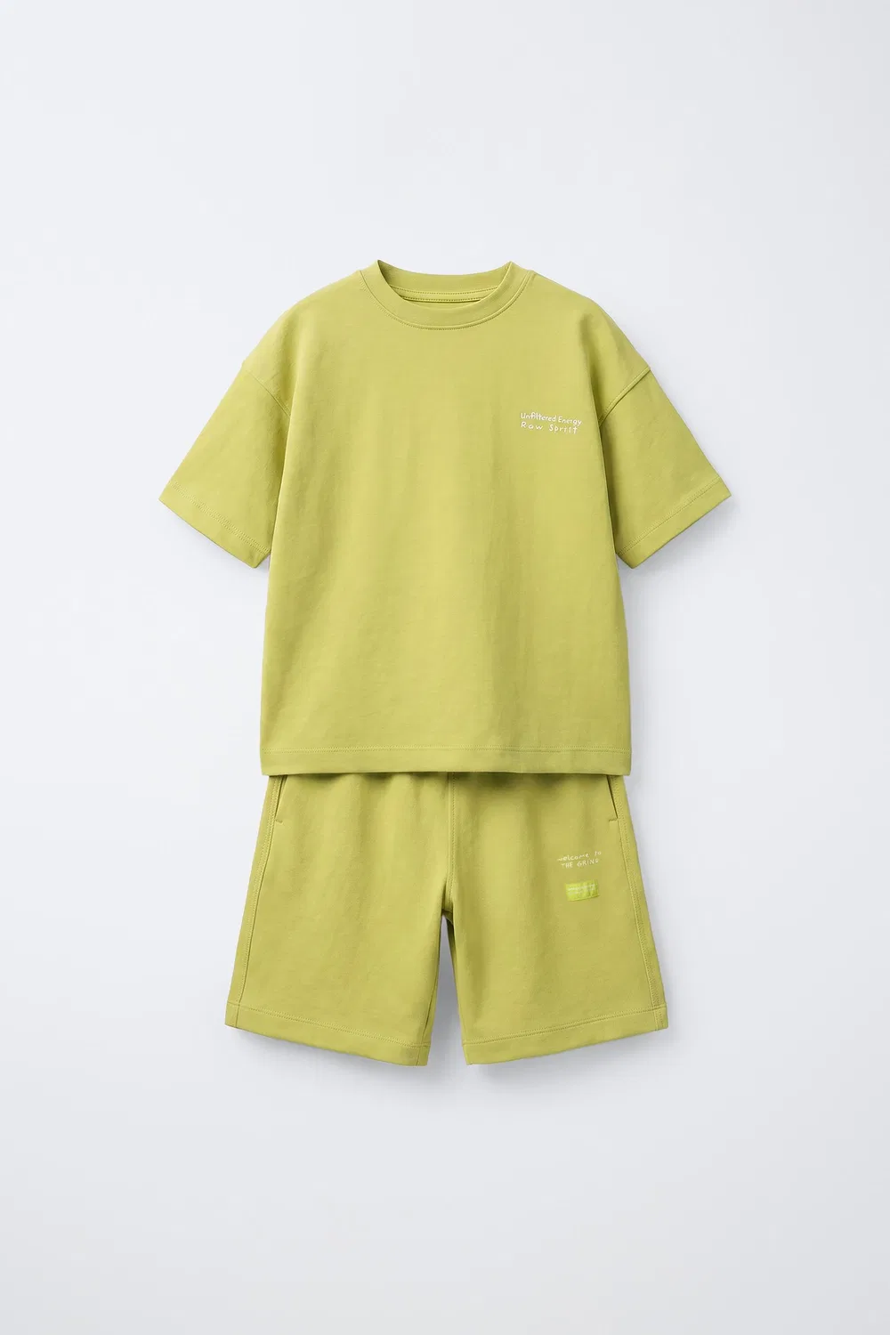 Комплект из футболки и шорт-бермуд из хлопка ZARA, Pistachio
