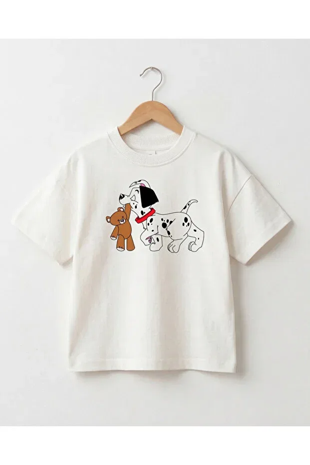 Детская футболка оверсайз с принтом Cute dog printed unisex oversize t-shirt Babytex, White