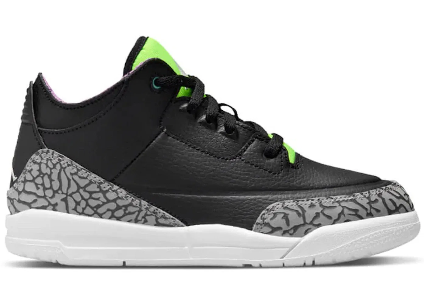Детские кроссовки Lifestyle Jordan 3 Retro, Black/White/Electric Green/Violet Shock/Green Glow