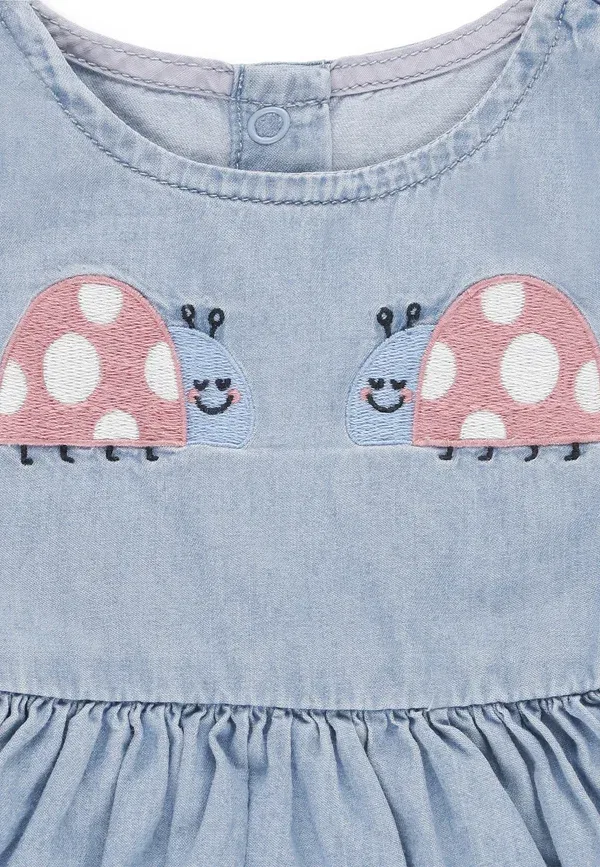 Платье с животными Denim dress Stella Mccartney Kids, celeste, светло-голубой — фото 3