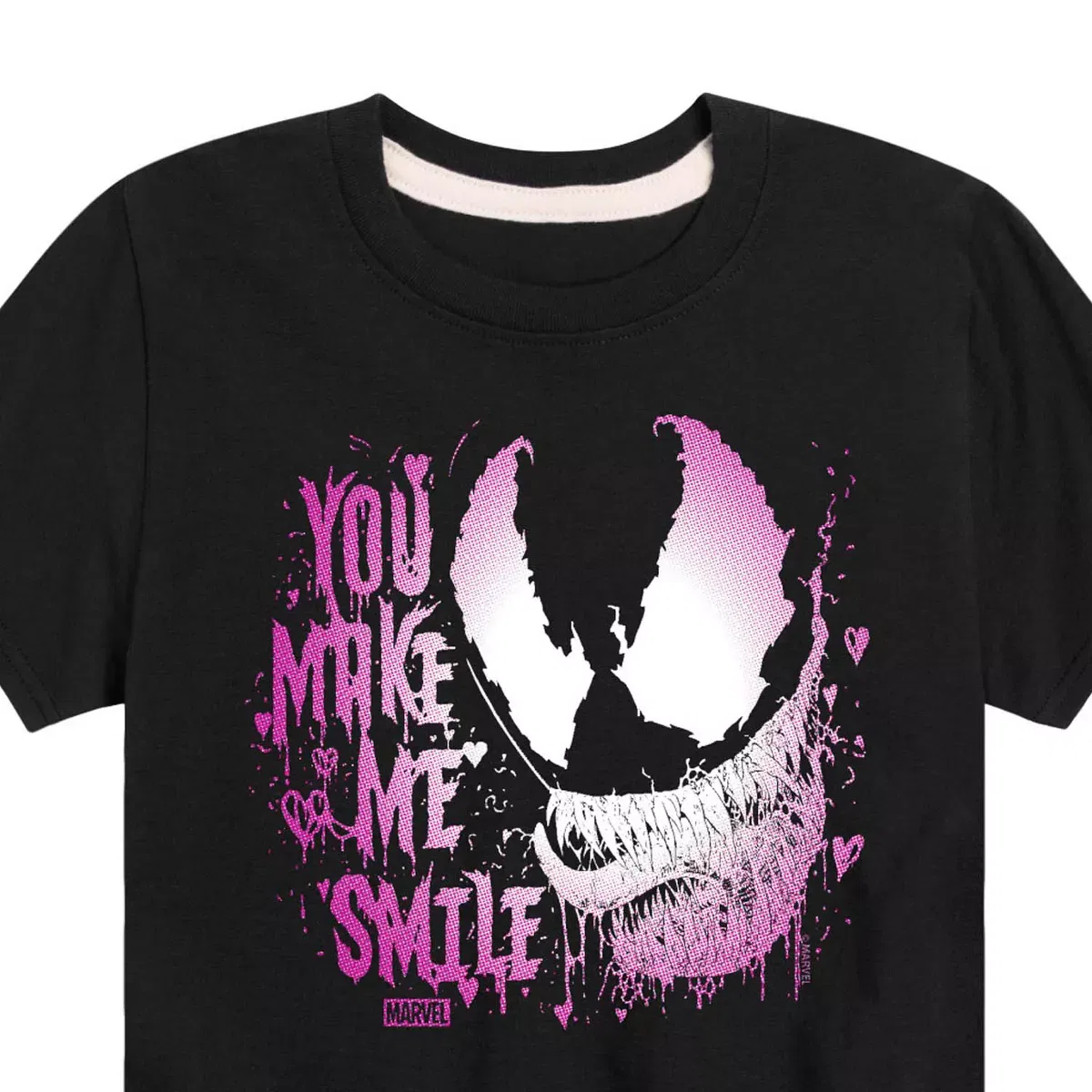 Детская футболка с принтом Marvel Venom Valentine You Make Me Smile, Цвет Black — фото 2