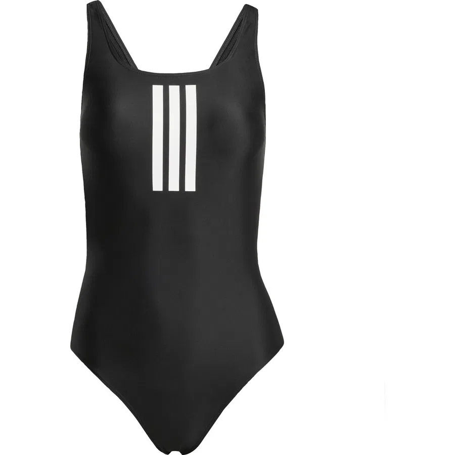Женский купальник-шорты adidas 3S Mid Suit, Черно-белый — фото 3