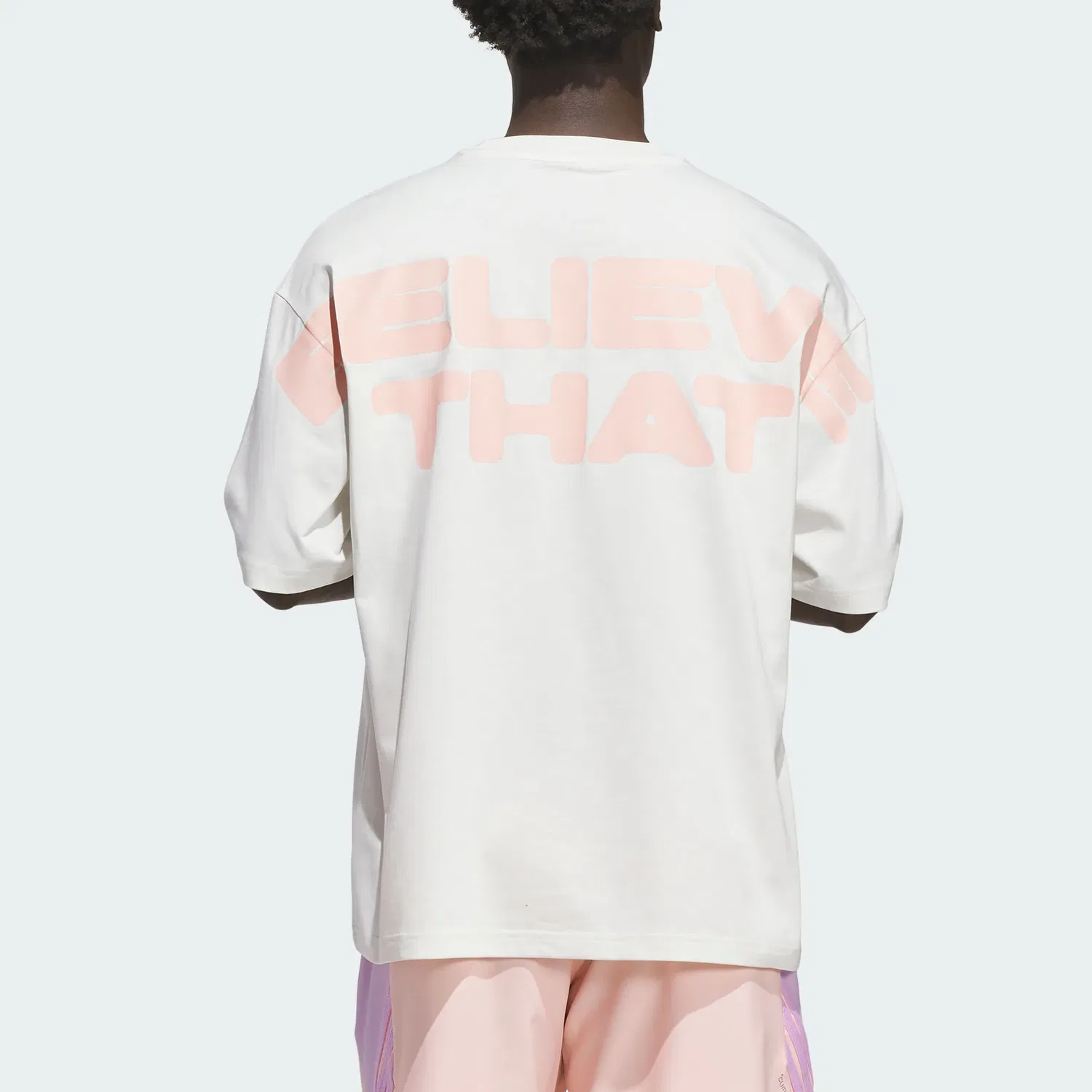 Мужская футболка с круглым вырезом Adidas Anthony Edwards White/Hazy Coral Powder — фото 4