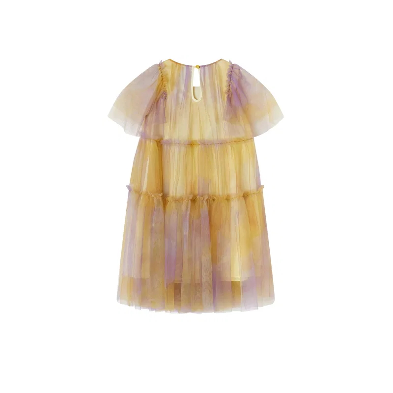 Детское платье для девочек с коротким рукавом Pre School Dresses XIANGYING, Yellow — фото 3